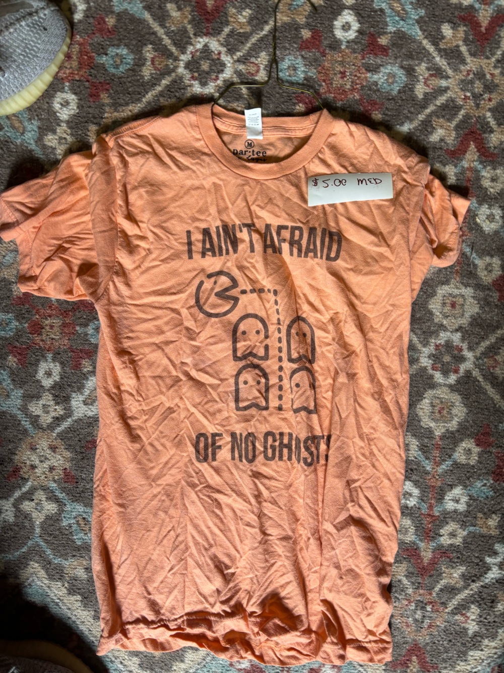 Graphic Tee - Peach 'I Ain't Afraid of No Ghost'